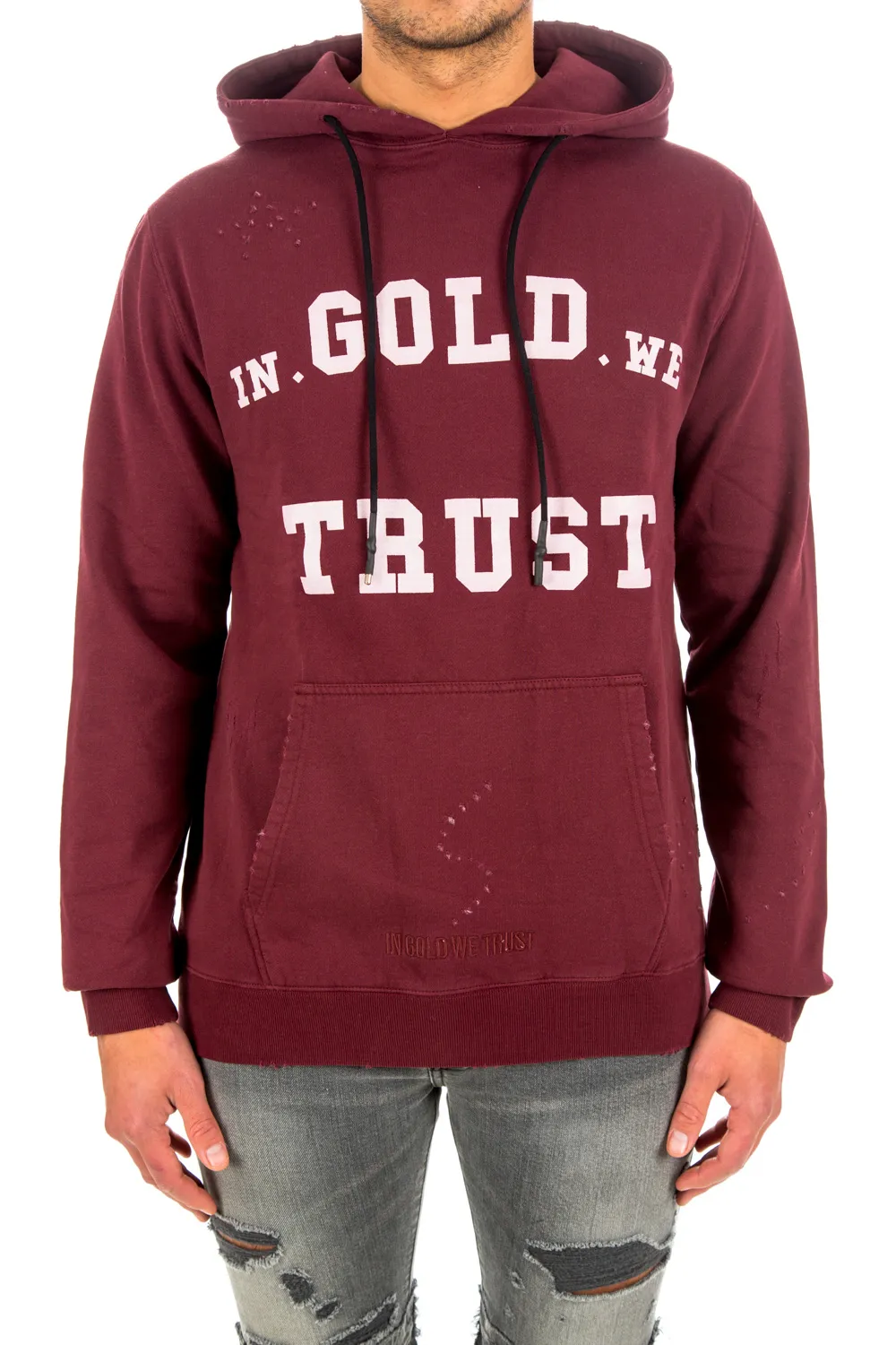 IN GOLD WE TRUST Hoodie Washed Fade Logo | Credomen