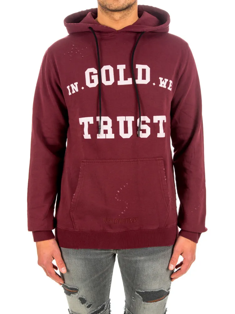 IN GOLD WE TRUST Hoodie Washed Fade Logo | Credomen