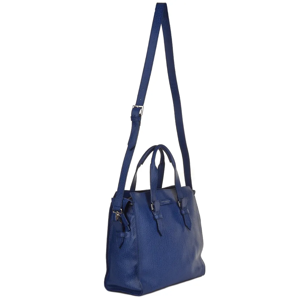 Italian Leather Large Work Bag French Blue/ruthenium : 60016 85 4Y NH