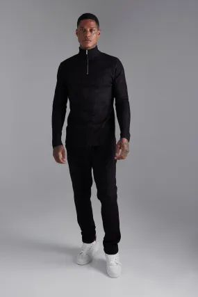 Jacquard Funnel Neck Sweatshirt Tracksuit | boohooMAN UK