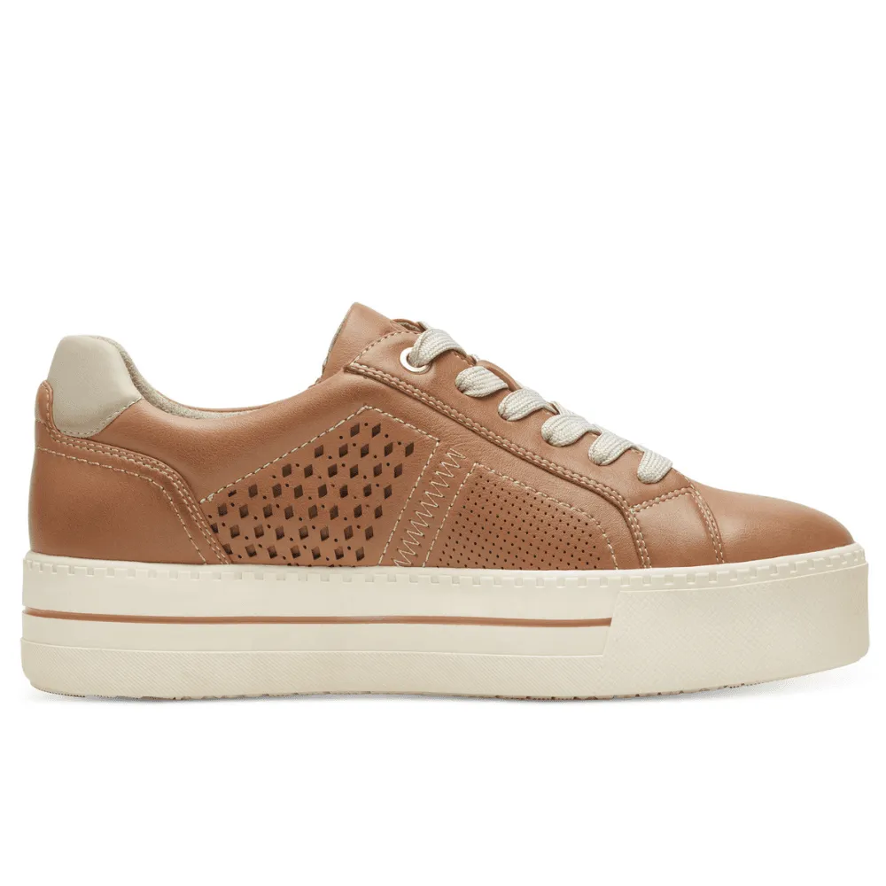 Jana 23764 Tan Platform Side Zip Trainers