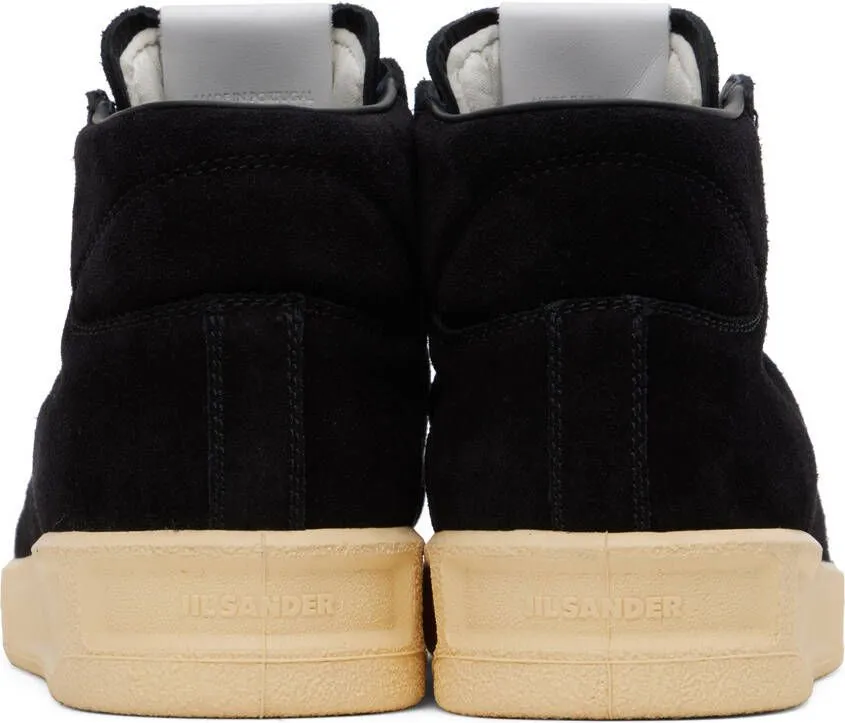 Jil Sander Black Suede High-Top Sneakers