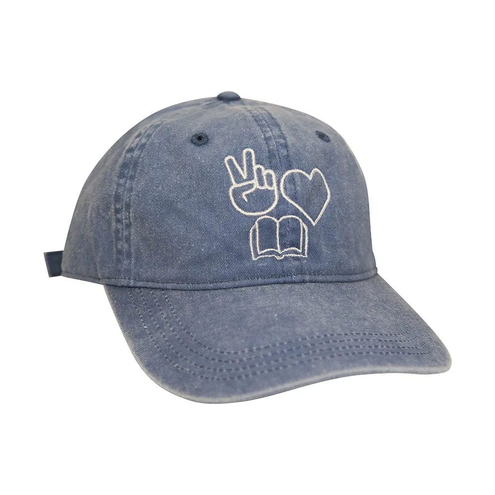 Kind Cotton Peace, Love, Books Baseball Hat