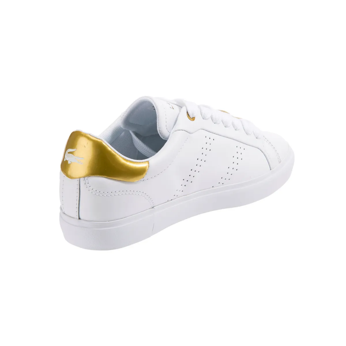 LACOSTE 7-45SFA0034216 POWERCOURT 2.0 WMN'S (Medium) White/Gold Leather & Synthetic Lifestyle Shoes