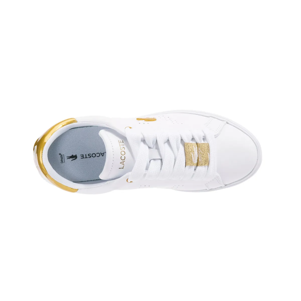 LACOSTE 7-45SFA0034216 POWERCOURT 2.0 WMN'S (Medium) White/Gold Leather & Synthetic Lifestyle Shoes