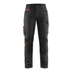 Ladies Service Trousers With Stretch 7195 Zwart/Rood - Blåkläder