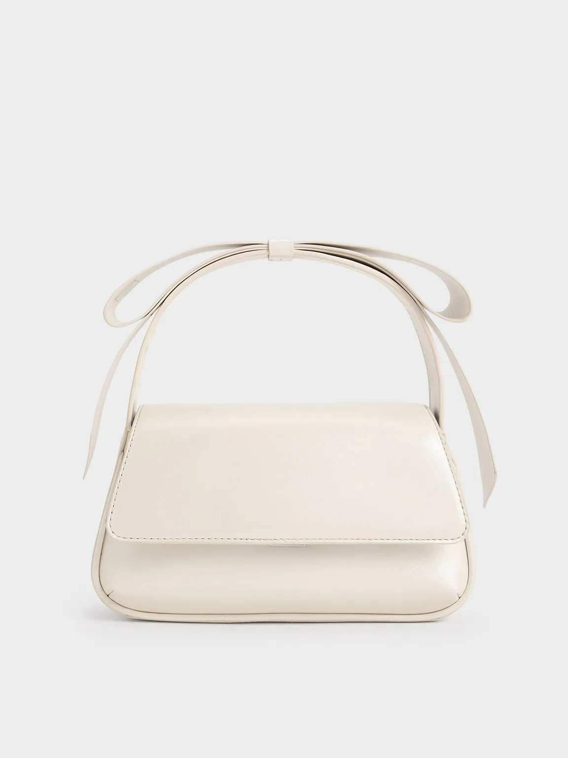 Leather Bow Top-Handle Bag - White