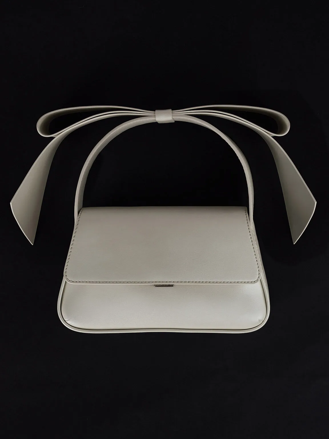 Leather Bow Top-Handle Bag - White