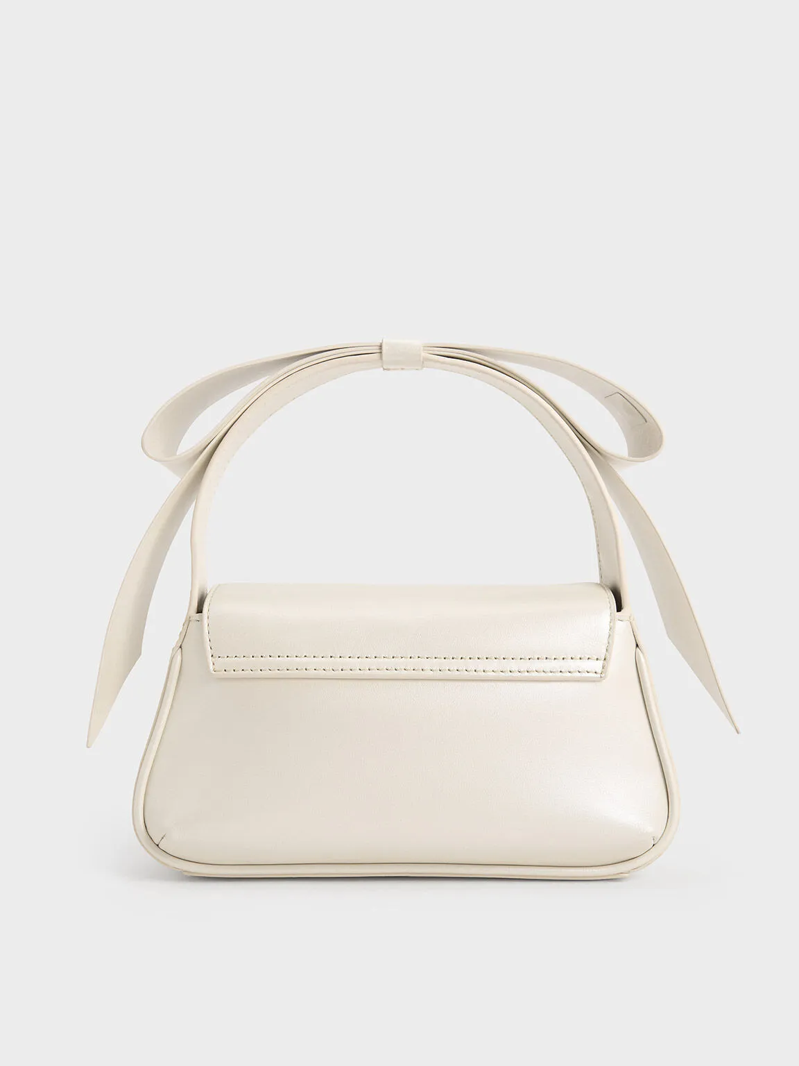 Leather Bow Top-Handle Bag - White