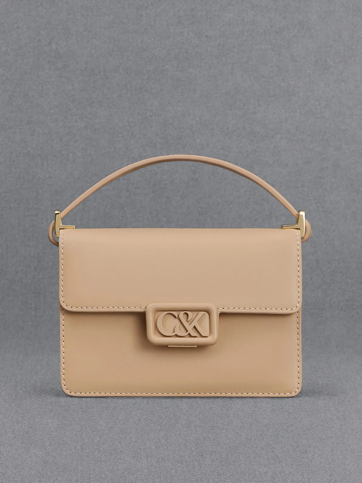 Leather Boxy Bag - Nude