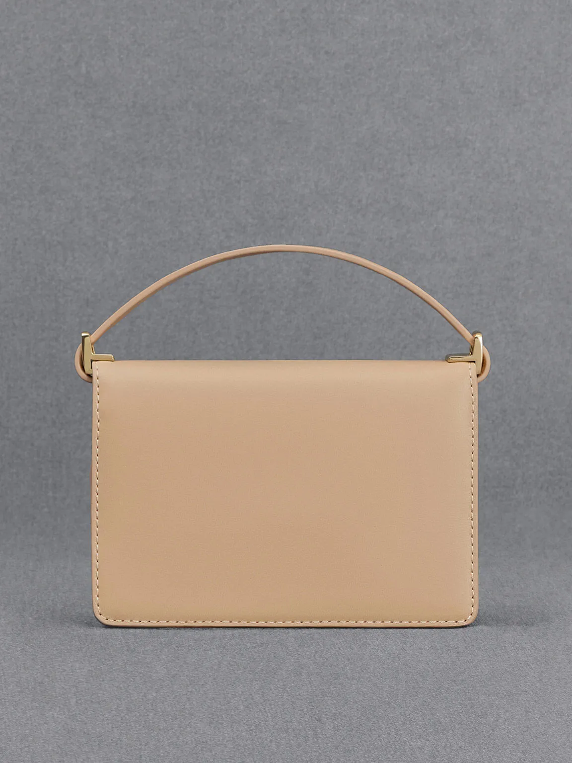 Leather Boxy Bag - Nude