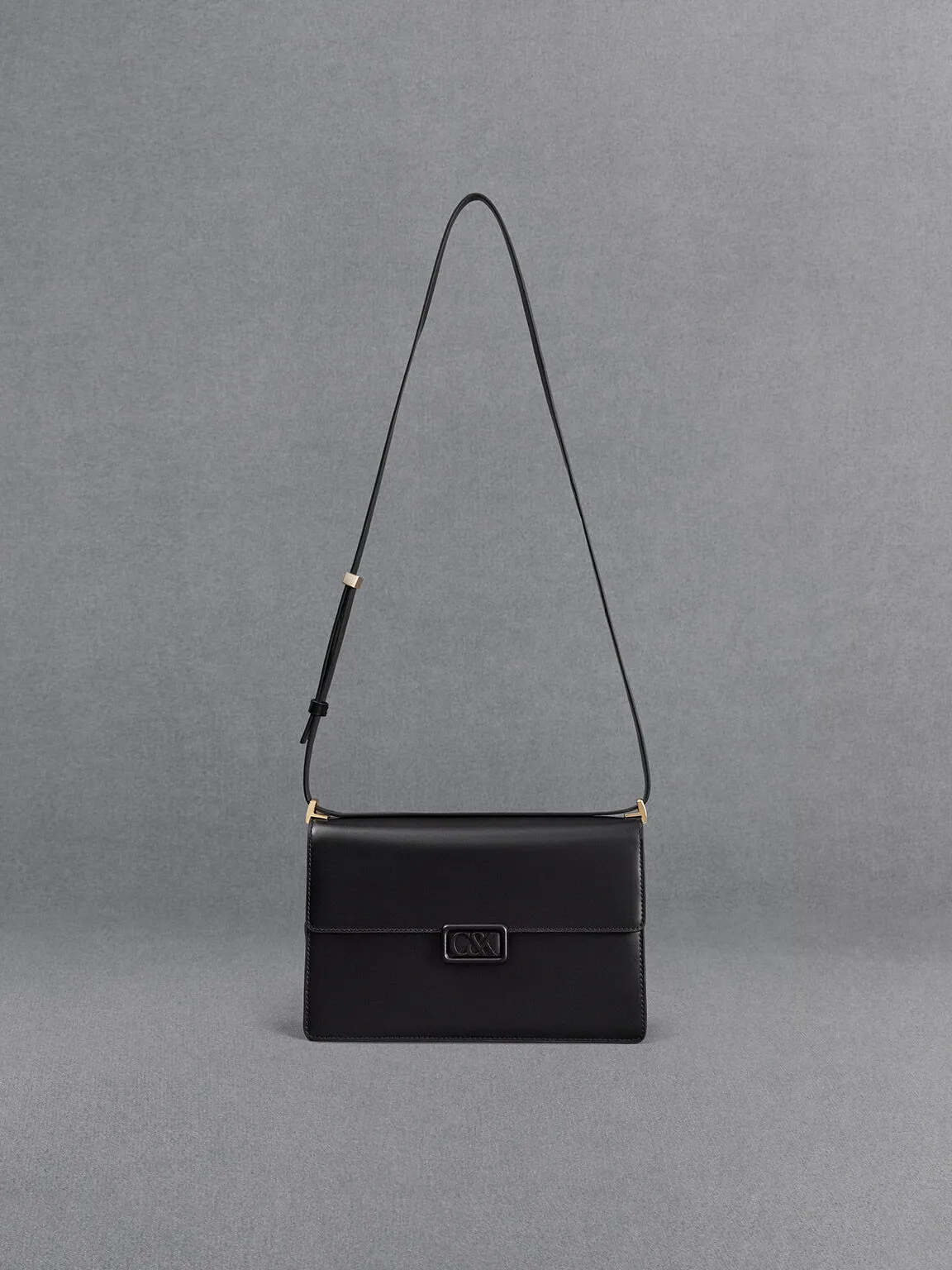 Leather Shoulder Bag - Black