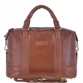 Leather Vintage Laptop Work Bag Tan : G-34