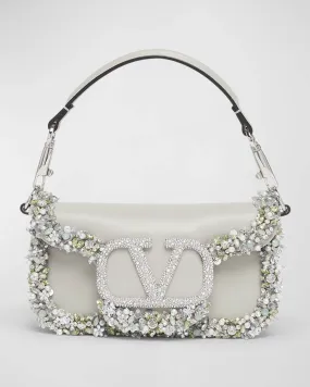 Loco Small Jeweled Leather Shoulder Bag