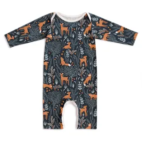 Long-Sleeve Romper - Deer & Foxes Night Sky