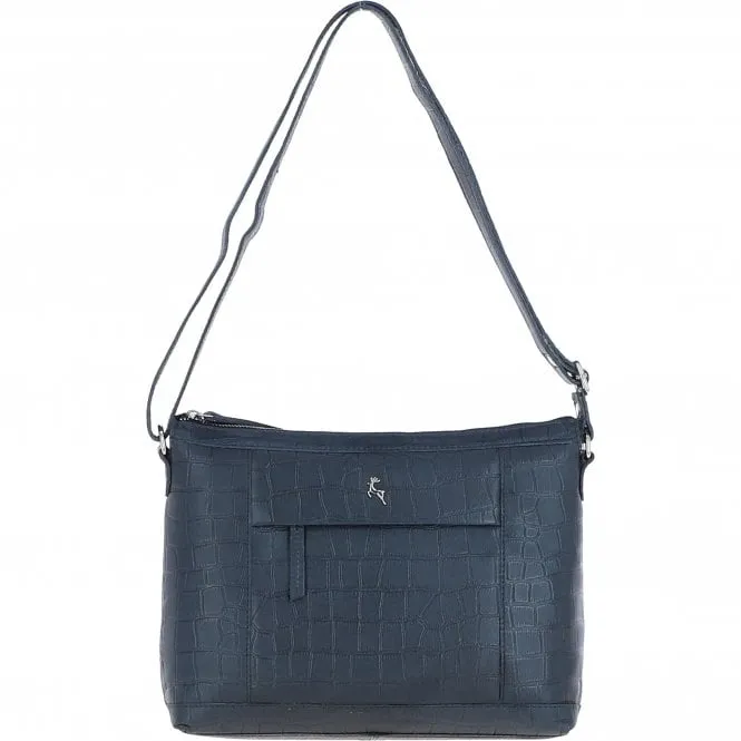 Luxury Croc Print Leather Shoulder Bag Navy/croc: MC1