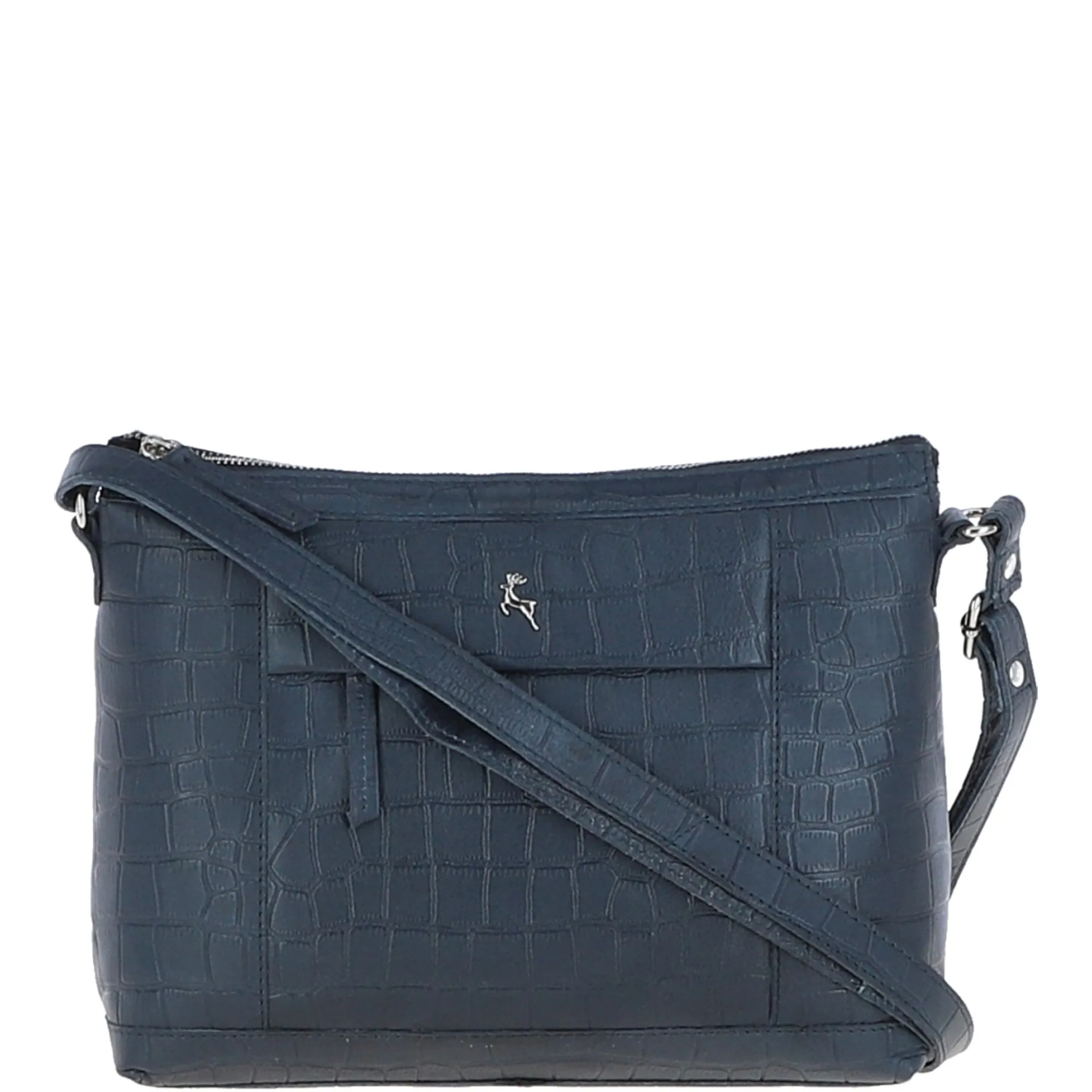 Luxury Croc Print Leather Shoulder Bag Navy/croc: MC1