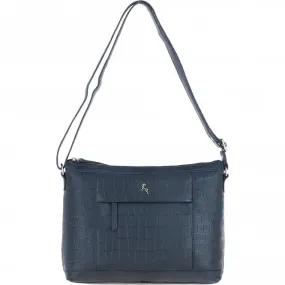 Luxury Croc Print Leather Shoulder Bag Navy/croc: MC1