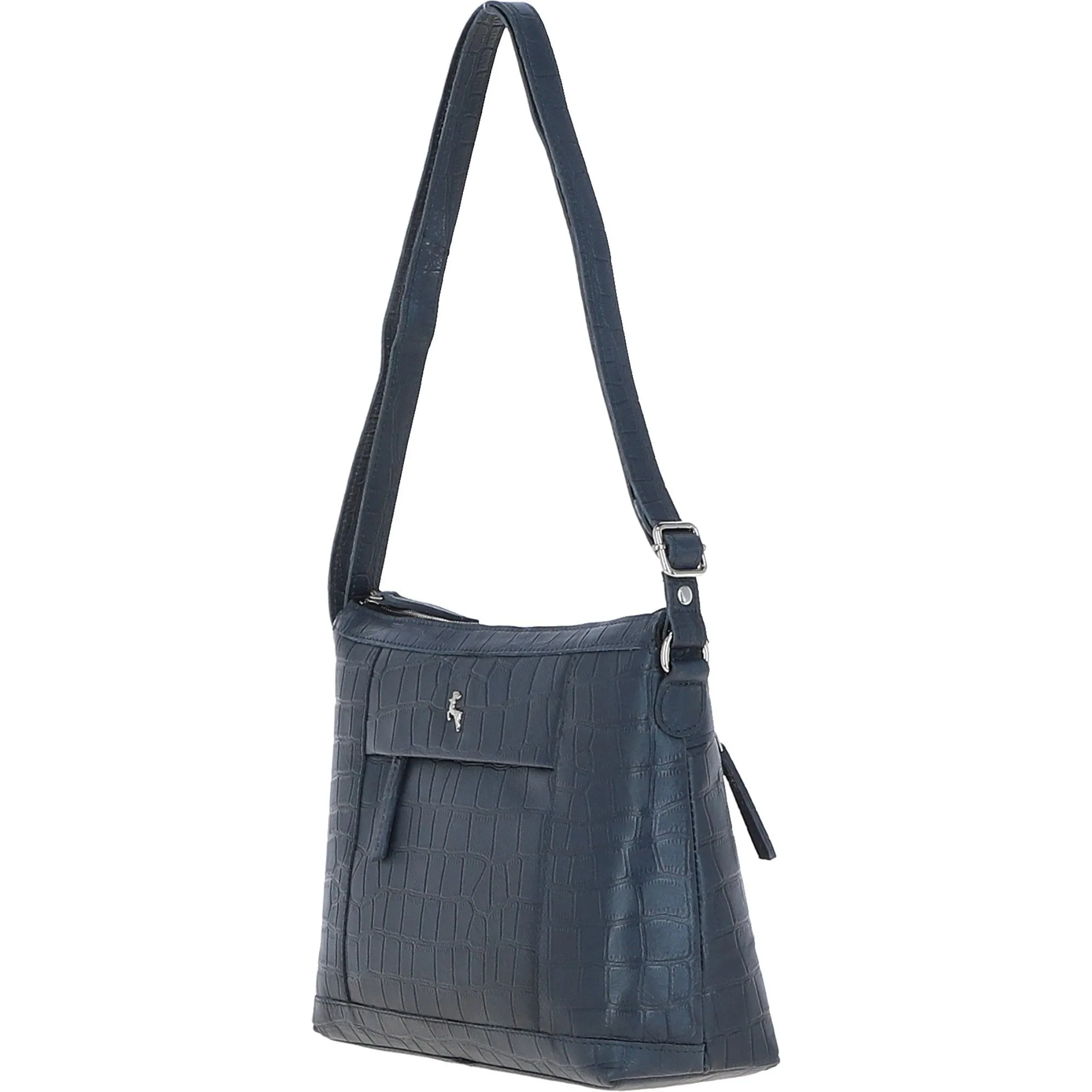 Luxury Croc Print Leather Shoulder Bag Navy/croc: MC1