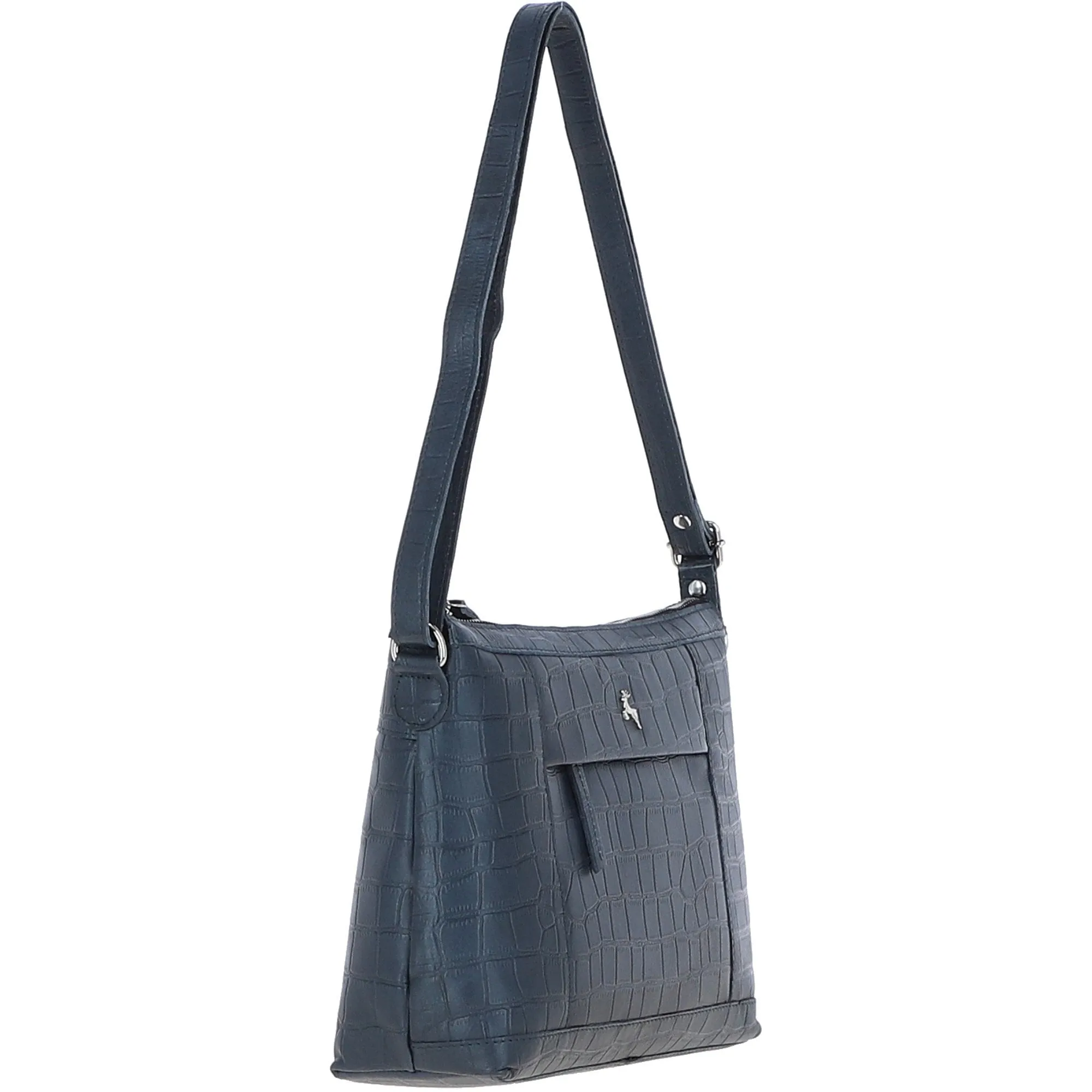 Luxury Croc Print Leather Shoulder Bag Navy/croc: MC1