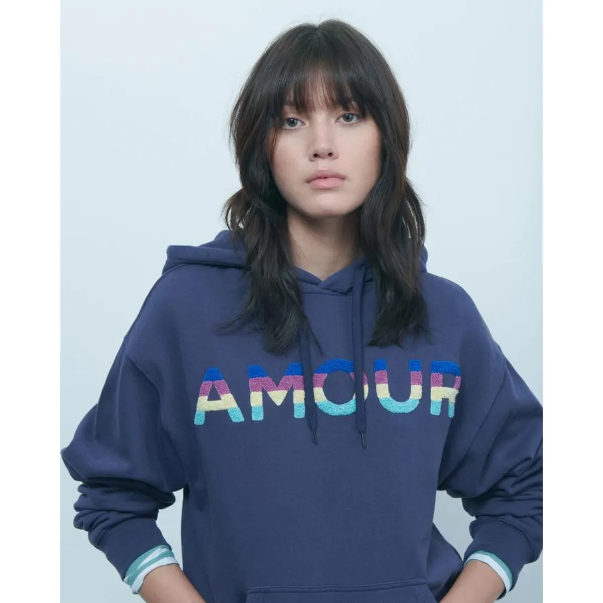 Maison Labiche   Reaumur Amour /Gots Hoodie Carbon Blue