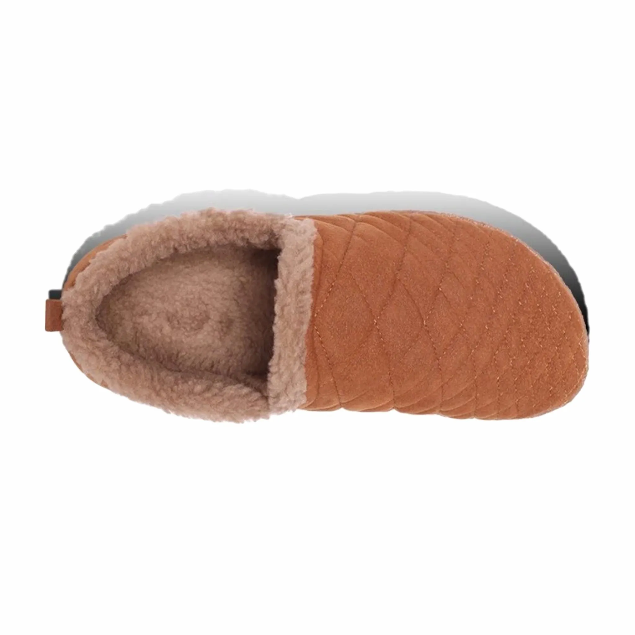 Malibu Sandals Women's Colony Moc Vegan Suede Sherpa Slipper (Walnut/Crepe Rubber)