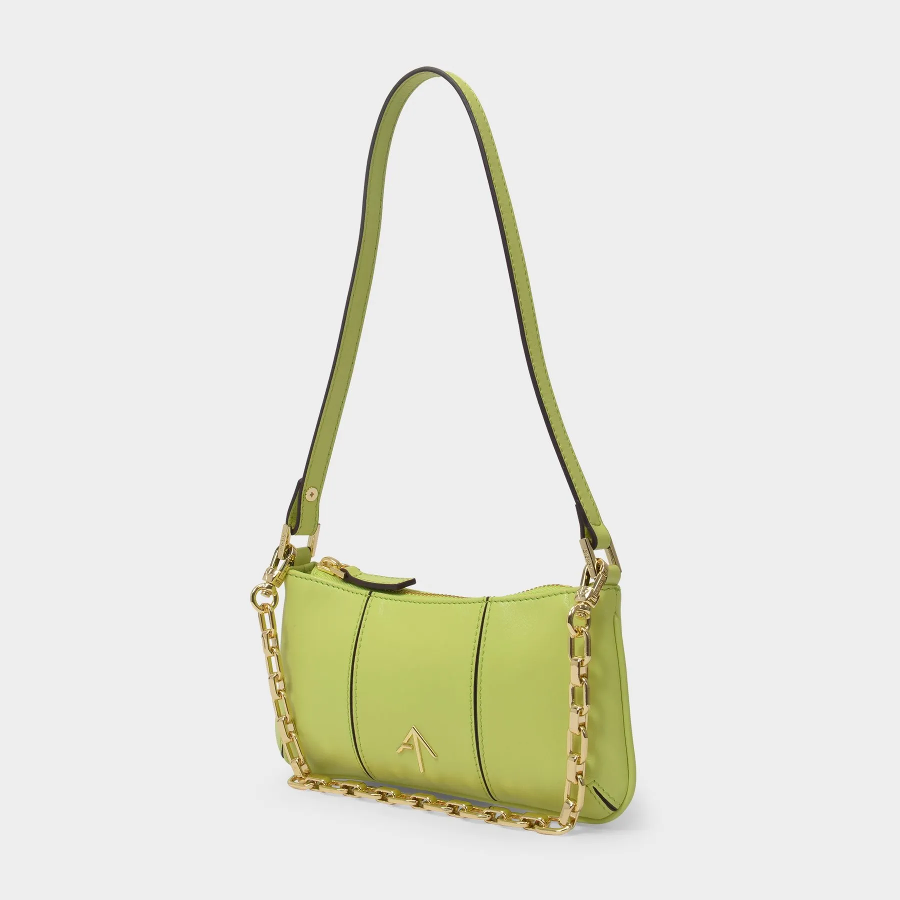 Manu Atelier  Mini Pita Bag in Green Leather