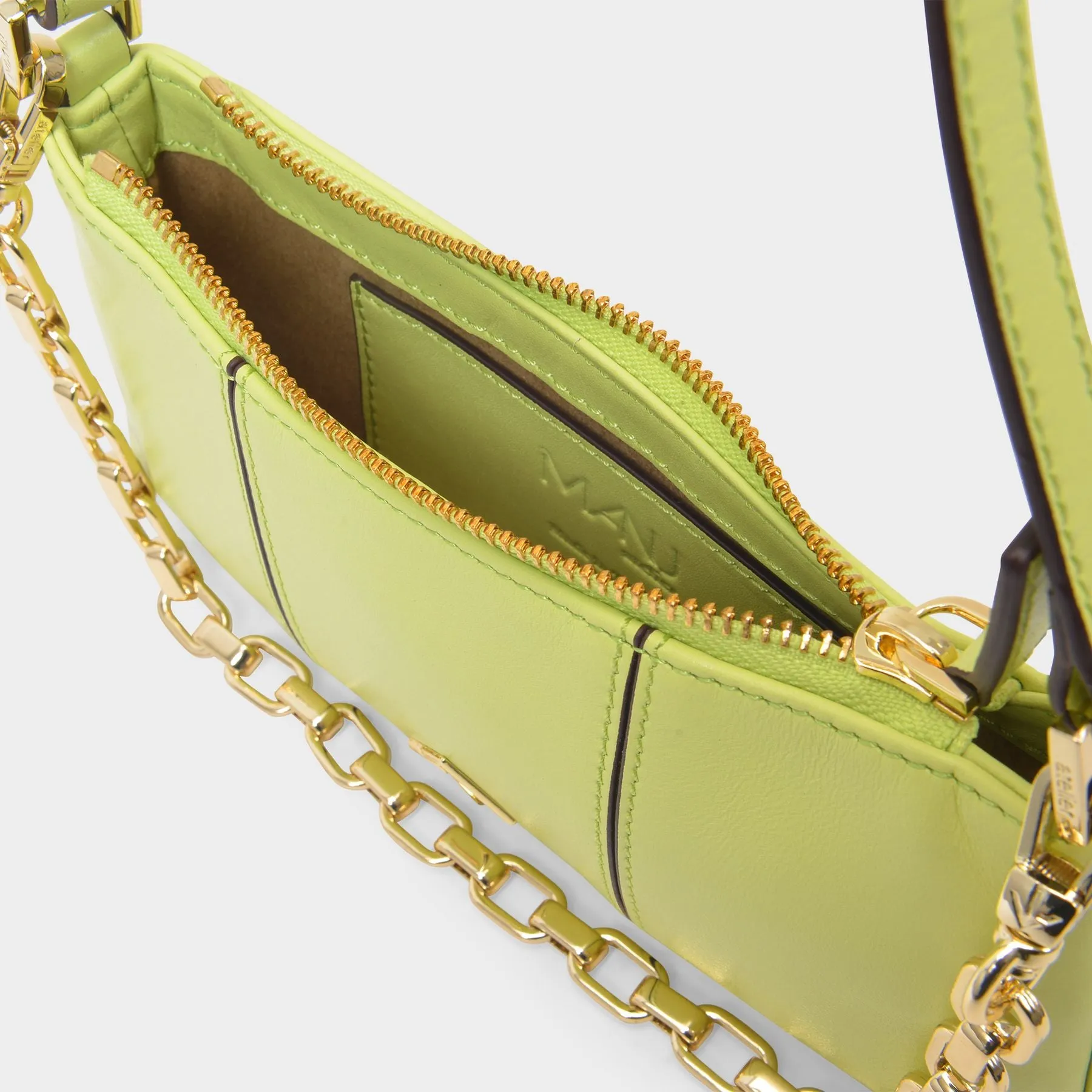 Manu Atelier  Mini Pita Bag in Green Leather