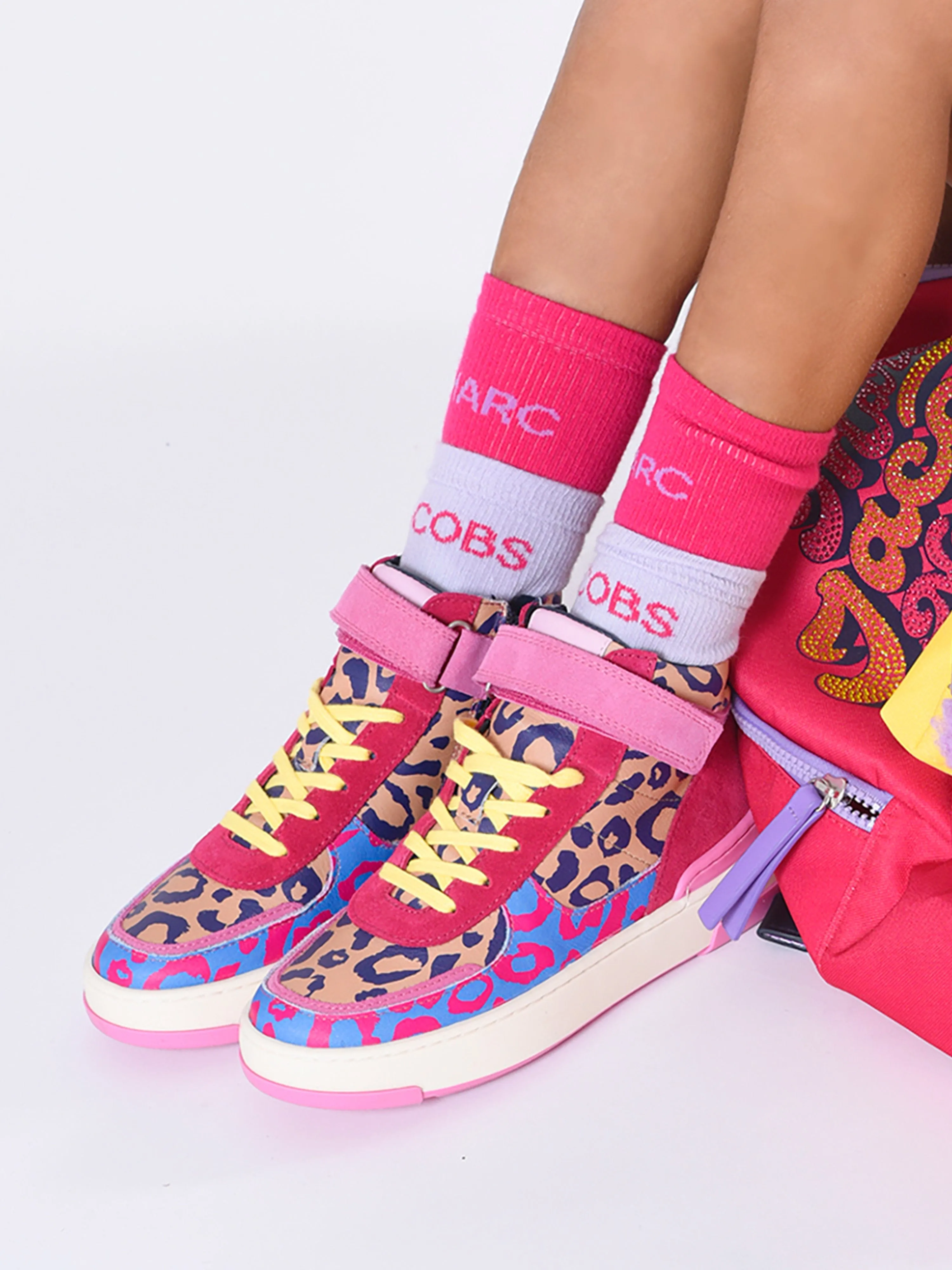 MARC JACOBS Girls Leather Cheetah Trainers in Multicolour