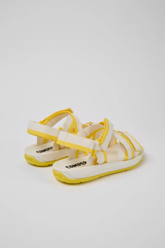 Match White and yellow recycled PET sandals for women