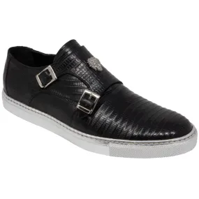 Mauri 8592 Trendsetter Lizard Double Monk Strap Sneakers Black (Special Order)