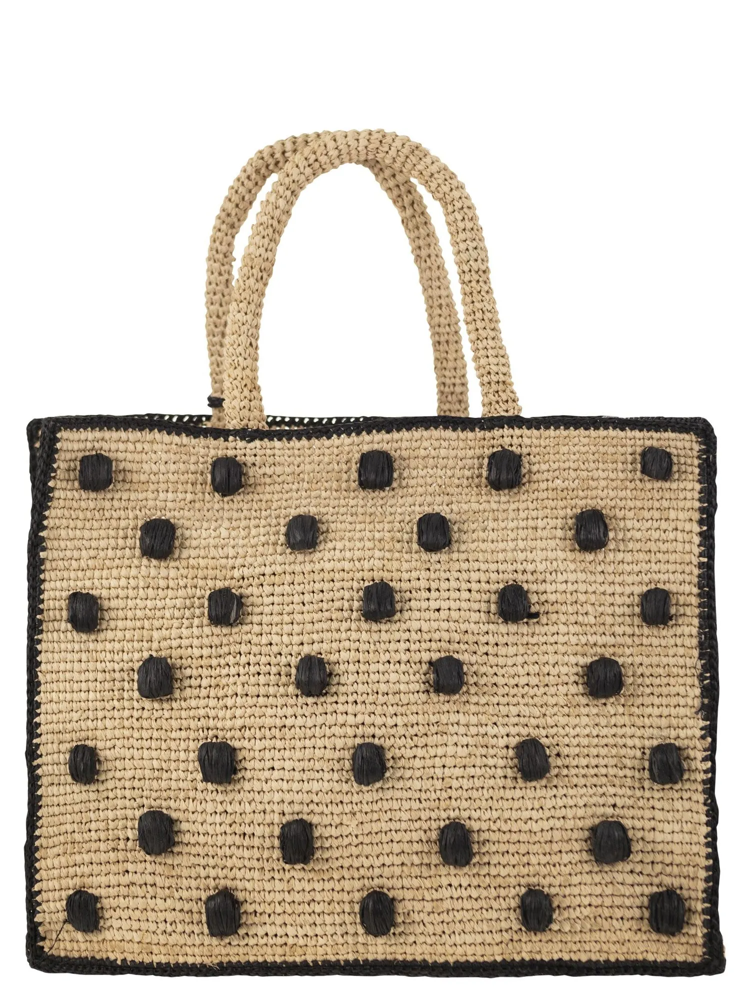 Mc2 Saint Barth    Mc2 Saint Barth Colette Polka Dot Raffia Handbag