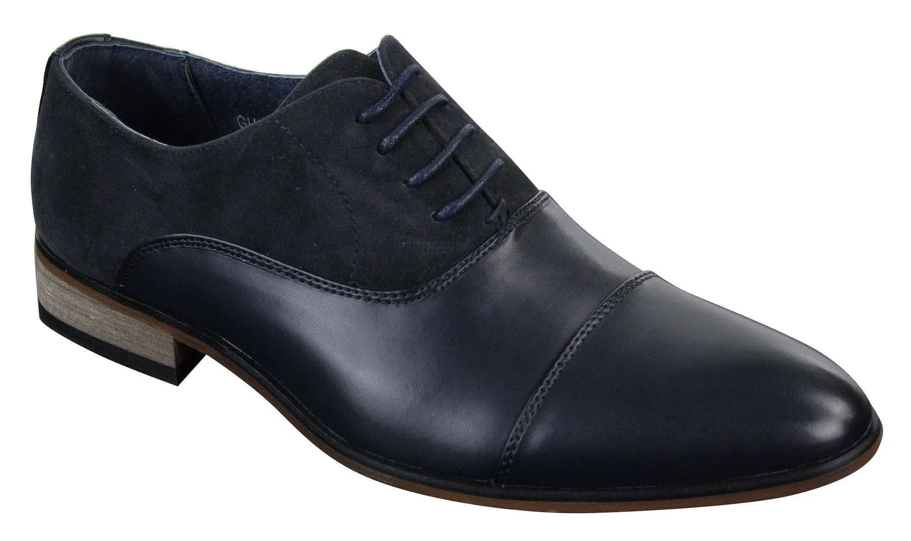 Mens Italian Leather & Suede Laced Smart Casual Brown Navy Black Designer Shoes