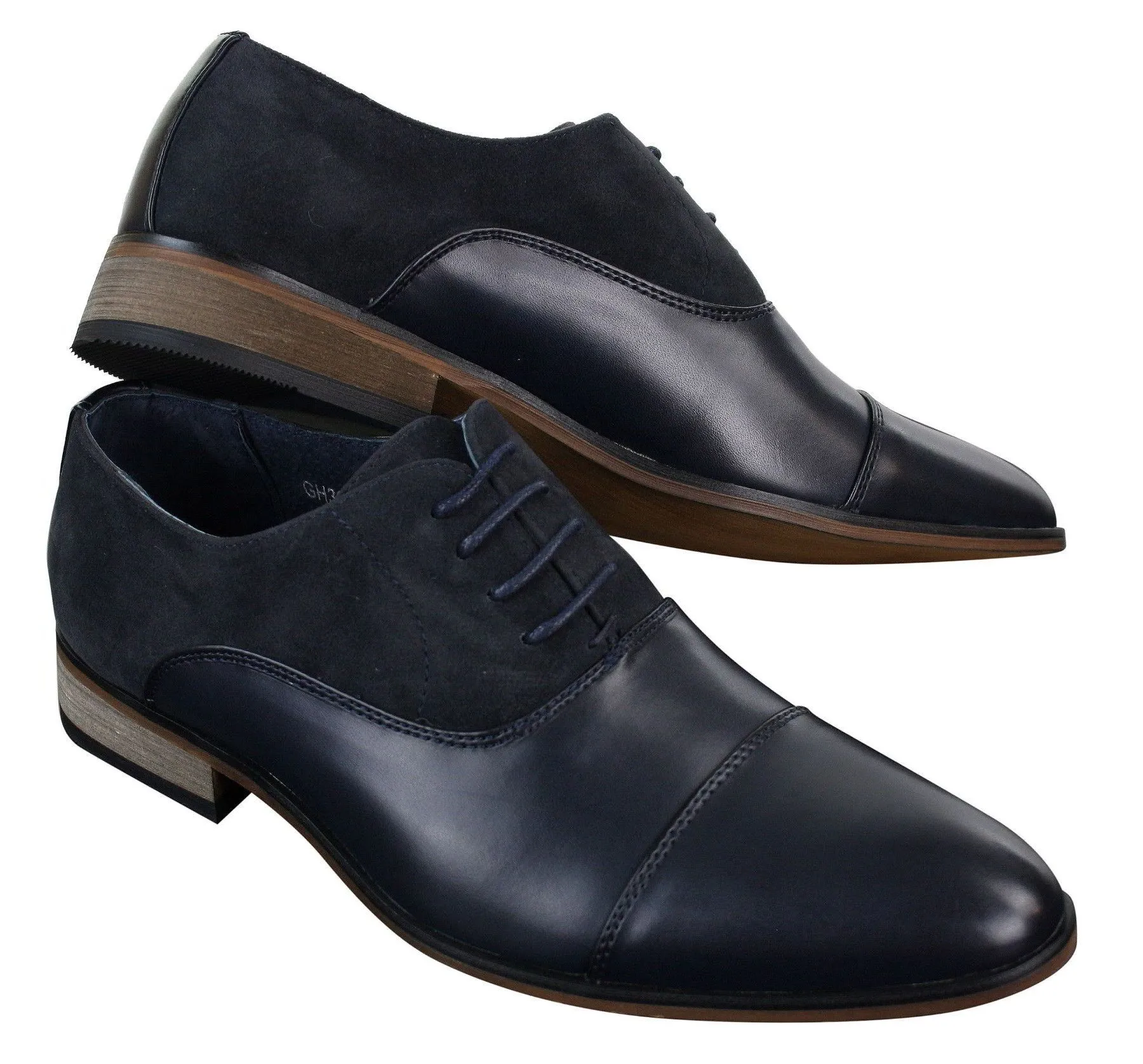 Mens Italian Leather & Suede Laced Smart Casual Brown Navy Black Designer Shoes