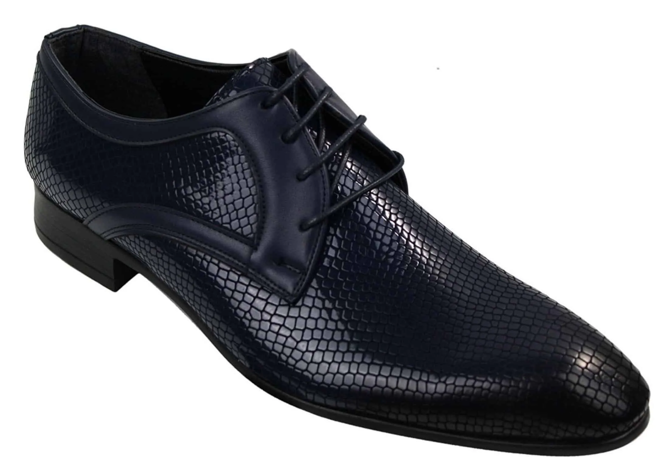 Mens Smart Formal Laced Navy Red Black Patent Crocodile Snake Leather Shiny Shoes