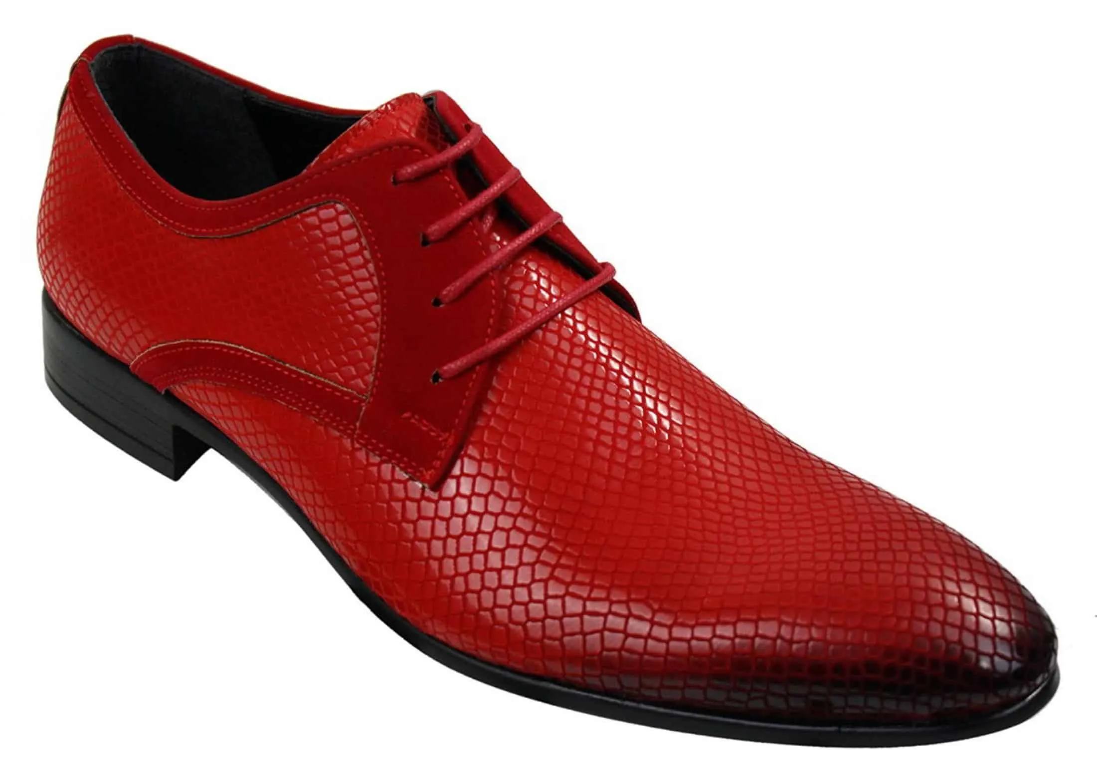 Mens Smart Formal Laced Navy Red Black Patent Crocodile Snake Leather Shiny Shoes