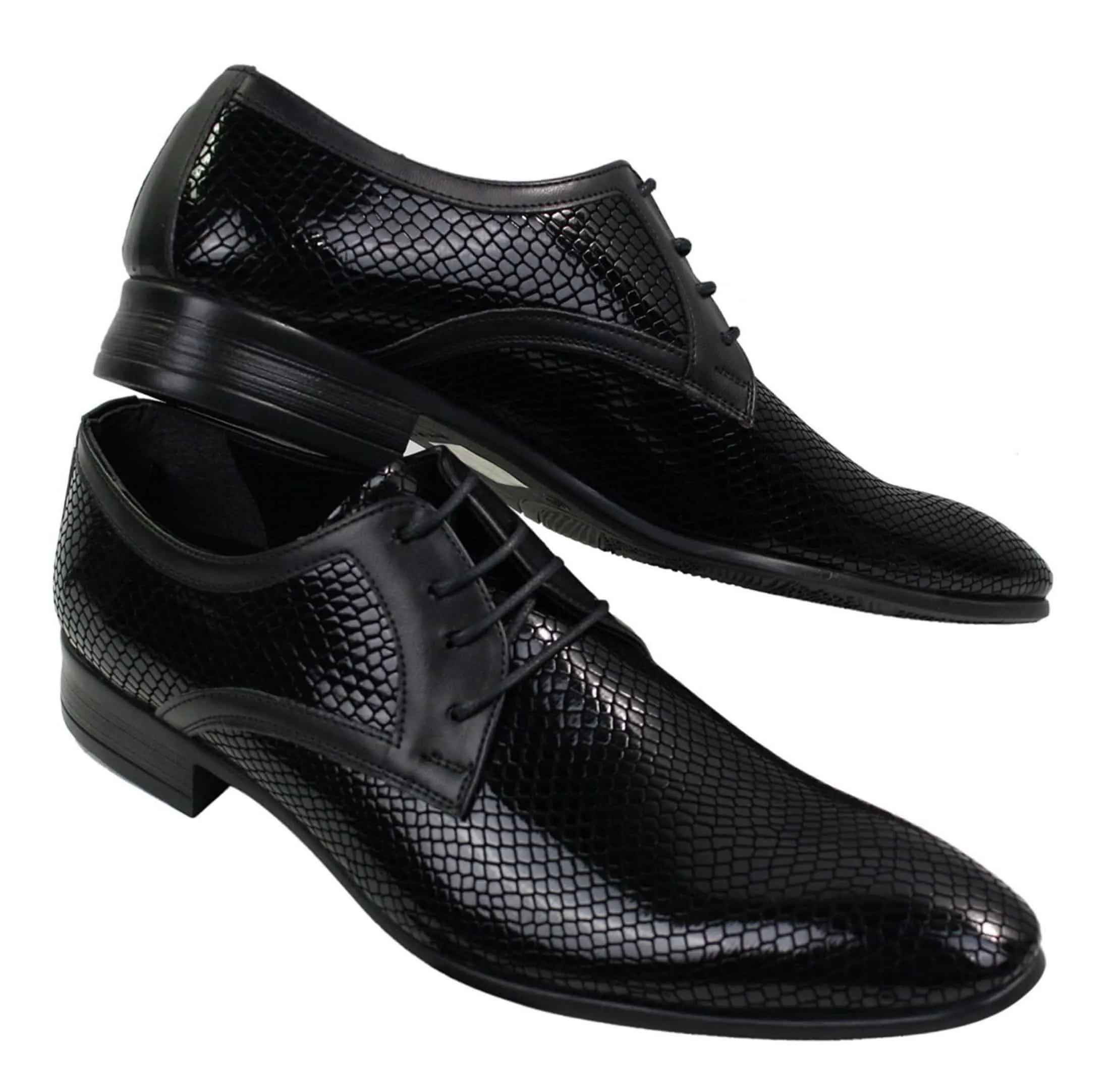 Mens Smart Formal Laced Navy Red Black Patent Crocodile Snake Leather Shiny Shoes