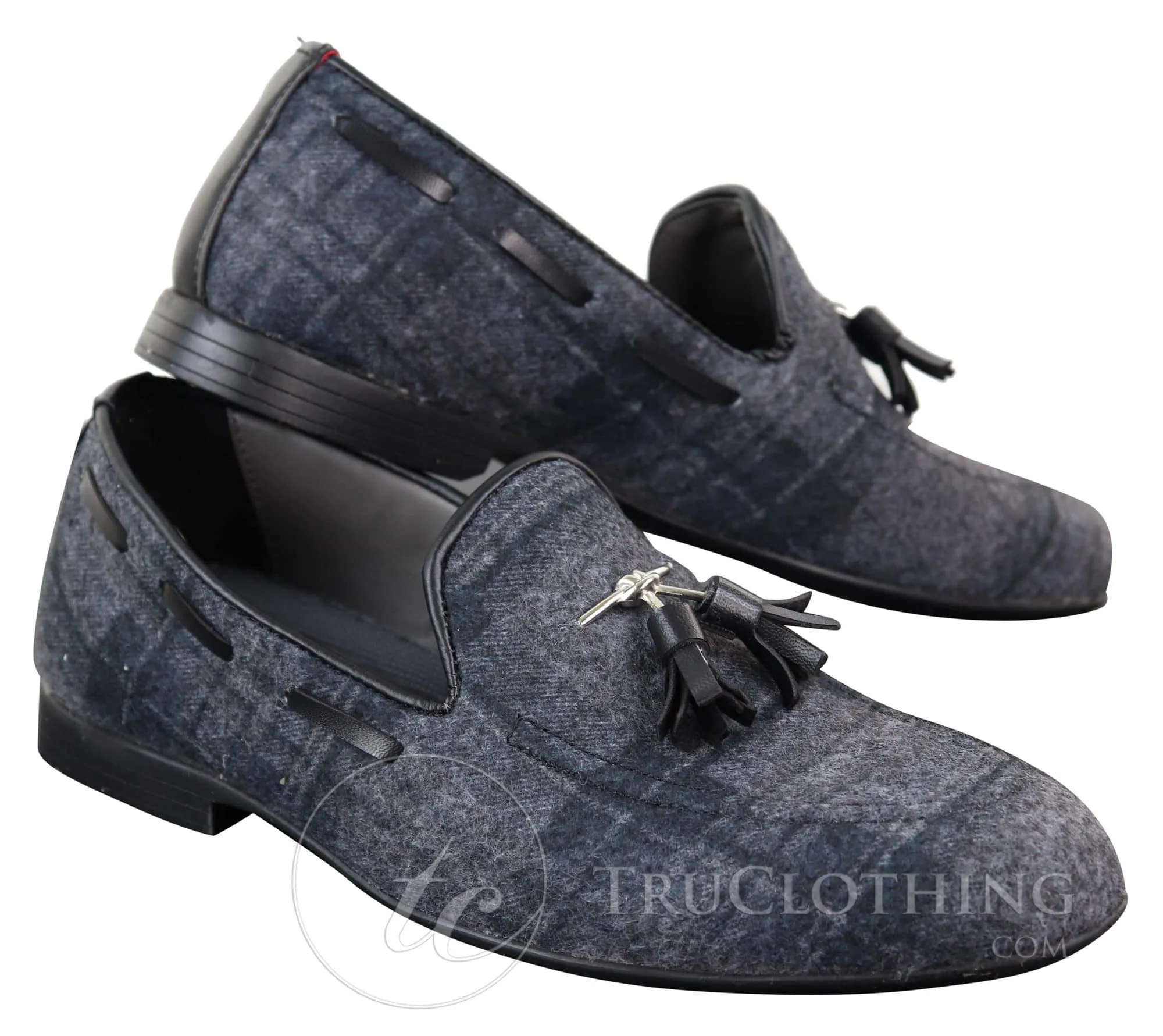 Mens Tweed Check Tassle Shoes