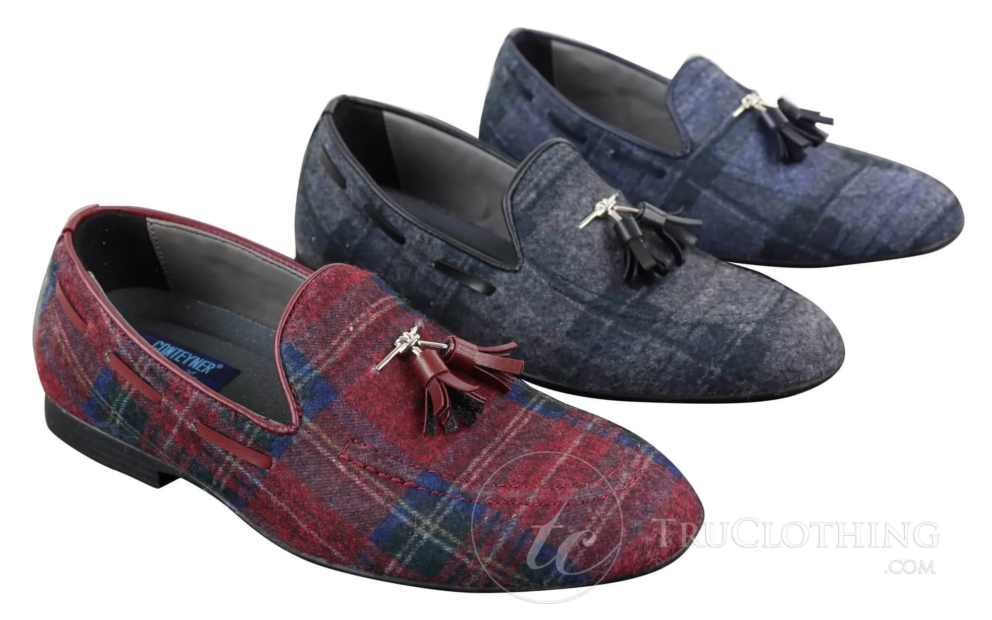 Mens Tweed Check Tassle Shoes