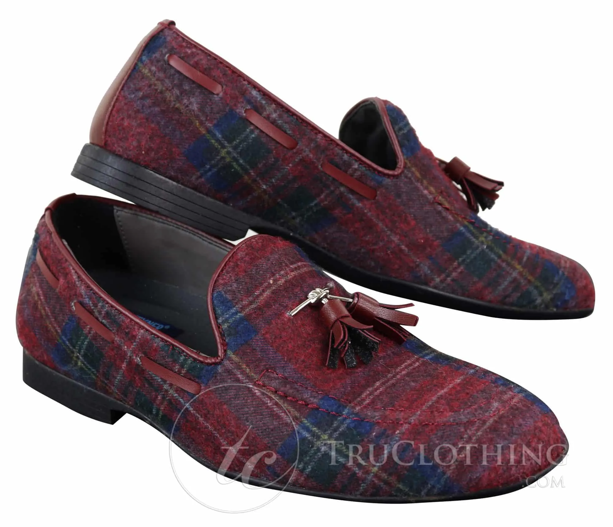 Mens Tweed Check Tassle Shoes