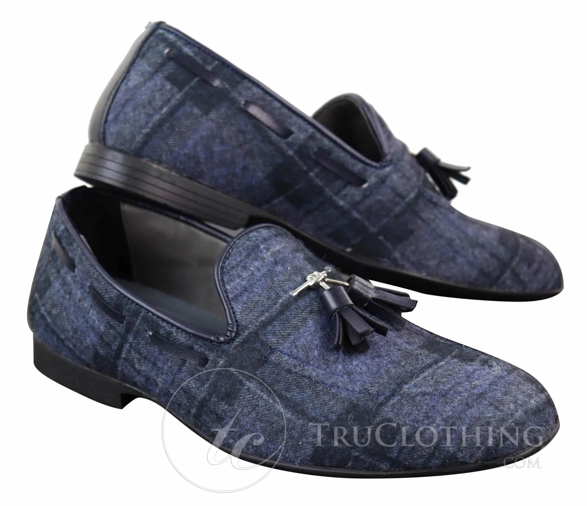 Mens Tweed Check Tassle Shoes