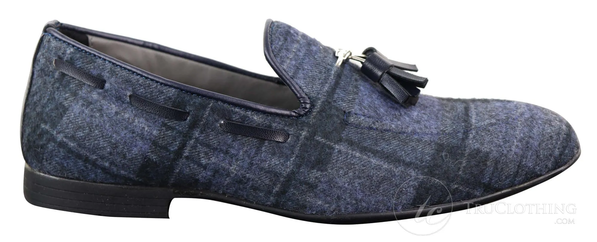 Mens Tweed Check Tassle Shoes