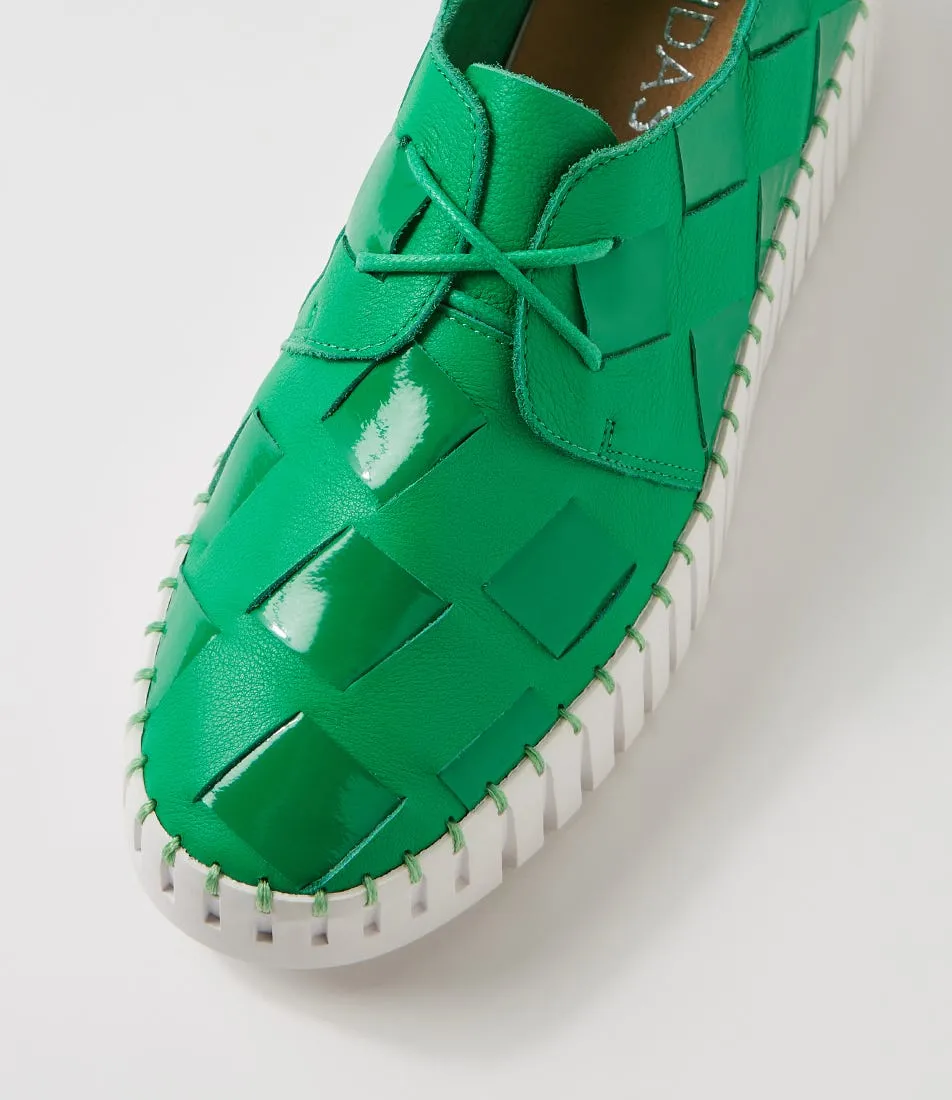 MIDAS Baxton Emerald White Leather Patent Sneakers