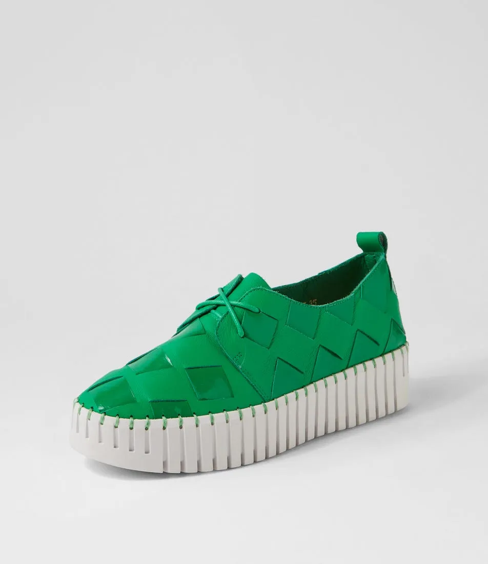 MIDAS Baxton Emerald White Leather Patent Sneakers