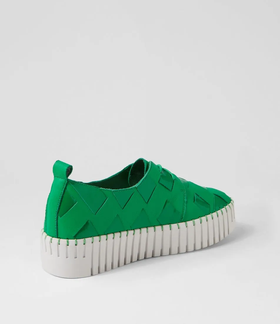 MIDAS Baxton Emerald White Leather Patent Sneakers