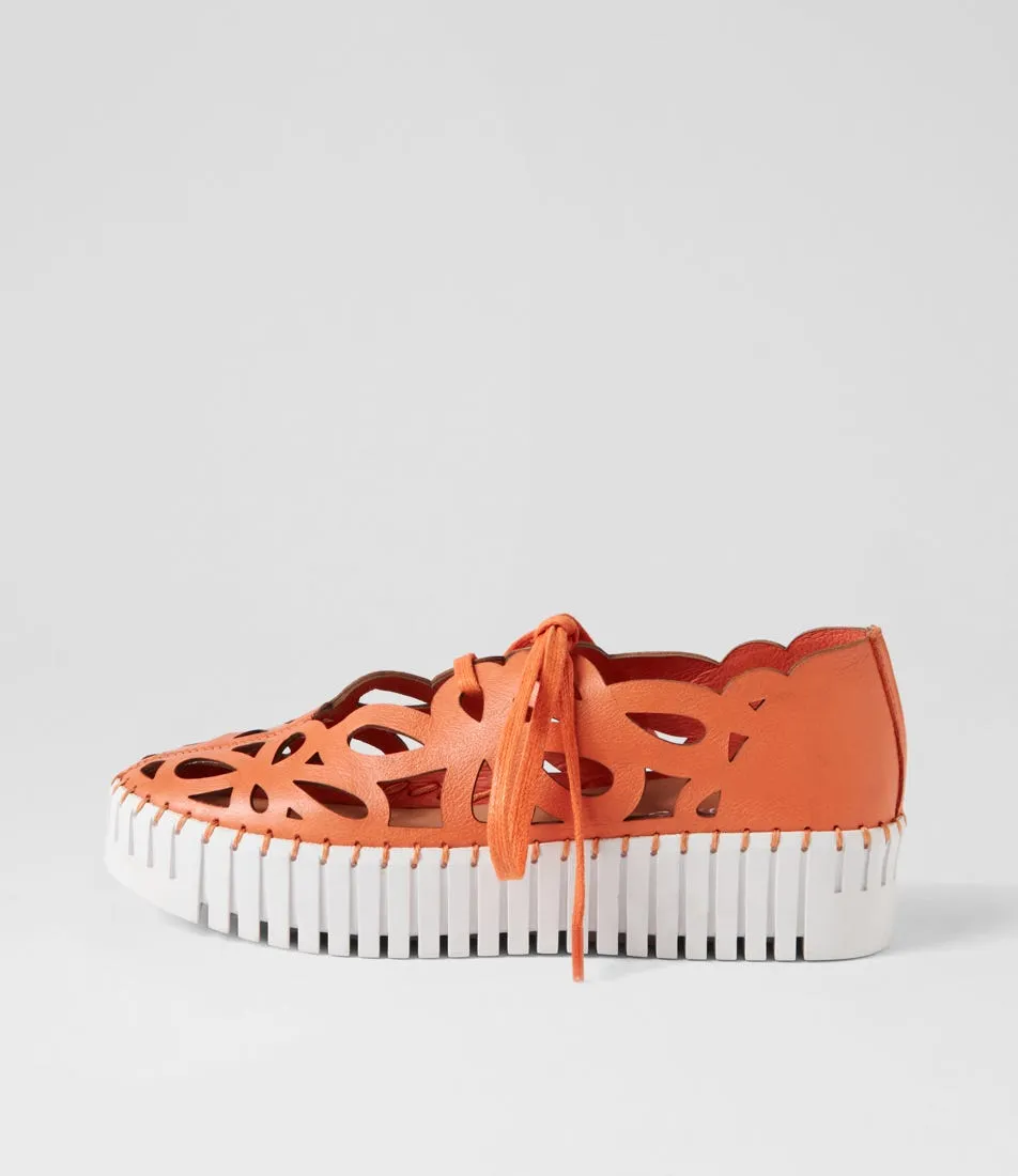 MIDAS Bellas Bright Orange White Leather Sneakers