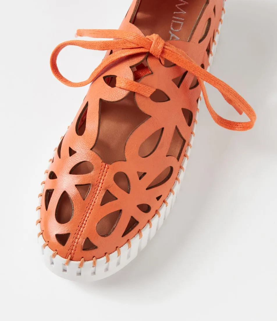 MIDAS Bellas Bright Orange White Leather Sneakers