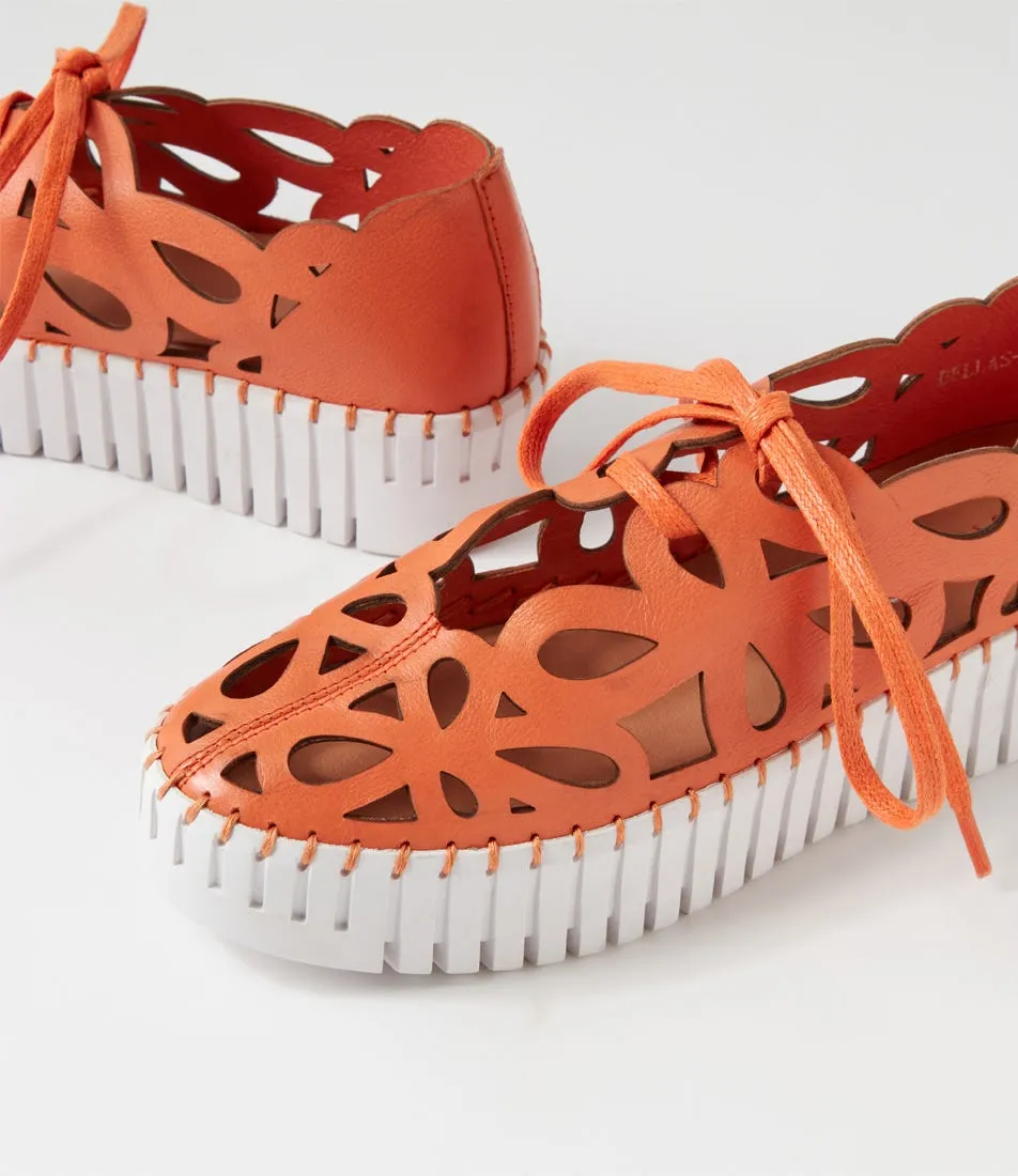 MIDAS Bellas Bright Orange White Leather Sneakers