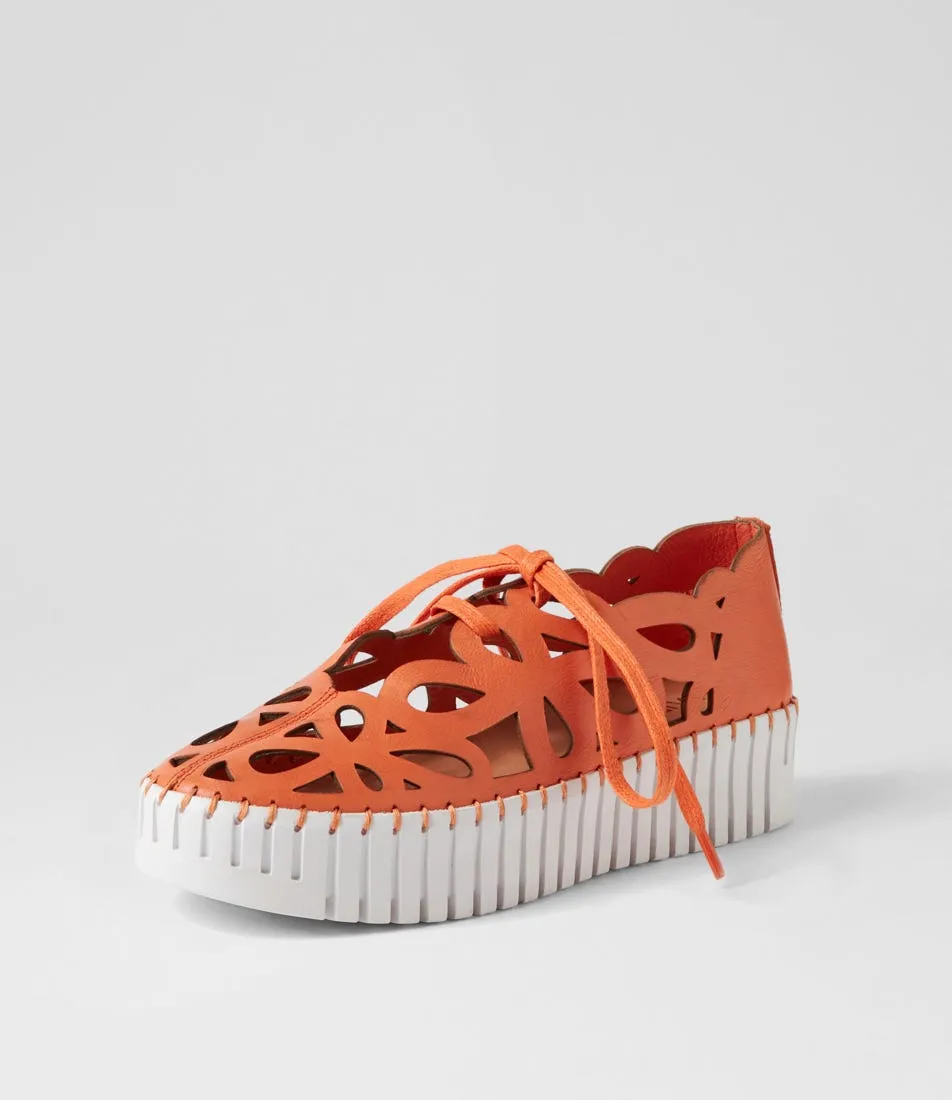 MIDAS Bellas Bright Orange White Leather Sneakers