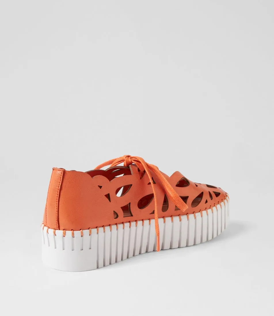 MIDAS Bellas Bright Orange White Leather Sneakers